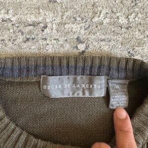 Oscar de la Renta Olive Green  Crewneck Sweater